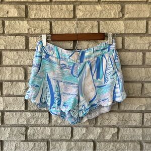 Lilly Pulitzer Dahlia Verbena Aboat Time Scallop Hemmed Shorts Size Small